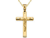 14K Yellow Gold Cross Polished Crucifix Pendant Necklace with Chain 